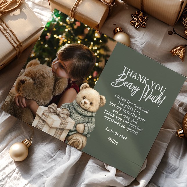 Green Thank You Beary Christmas Bear Card (Creator Uploaded)