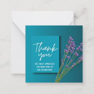 Green Thank You Card with Purple Floral Design