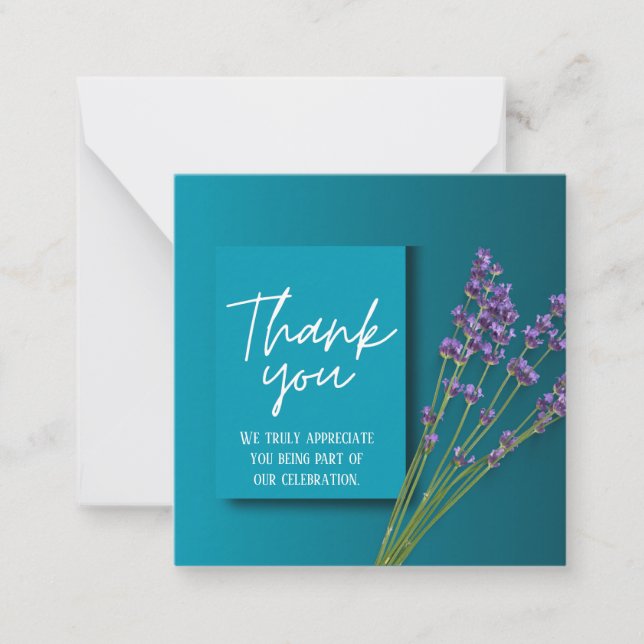 Green Thank You Card with Purple Floral Design (Front)