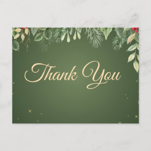 Green Thank You Christmas postcard