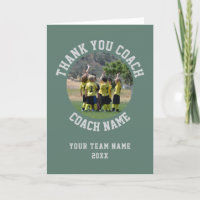 Green Thank you Coach Card Team Name Photo