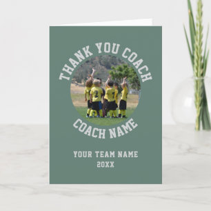 Green Thank you Coach Card Team Name Photo