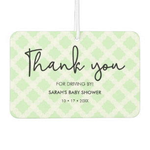 Green Thank you Drive by Baby Shower favour heart Car Air Freshener