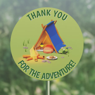 Green Thank You for the Adventure Birthday Party Classic Round Sticker