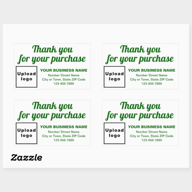 Green Thank You For Your Purchase on White Rectangular Sticker (Sheet)