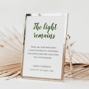Green The Light Remains Quote Memorial Service Poster