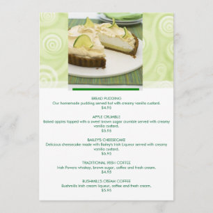 Green theme customisable dessert menu
