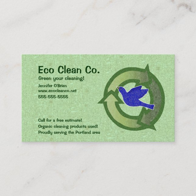 Green Themed Bird Recycle Business Card (Front)
