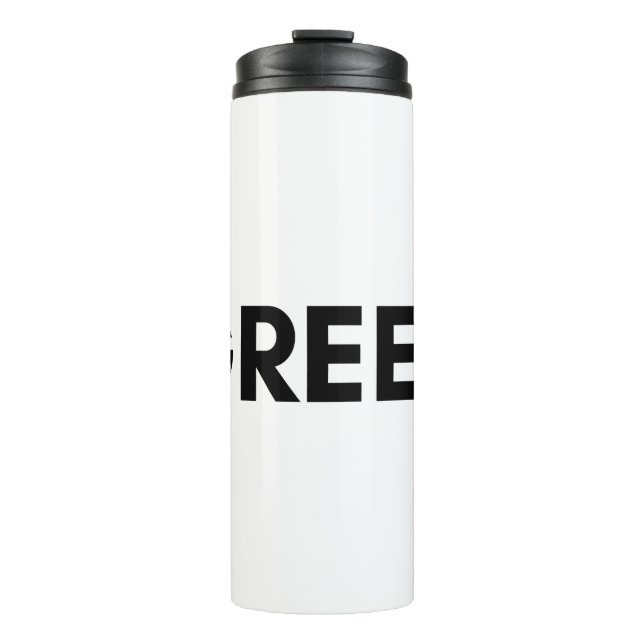 green thermal tumbler (Front)