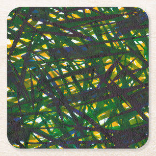 Green Thicket II Square Paper Coaster