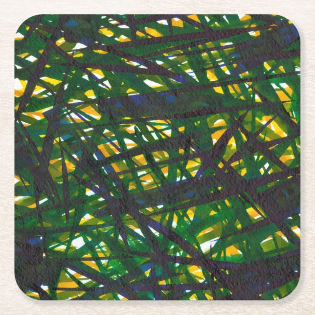 Green Thicket II Square Paper Coaster (Front)