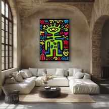 Green Third Eye Alien – Funky Neon Pop Art Wall