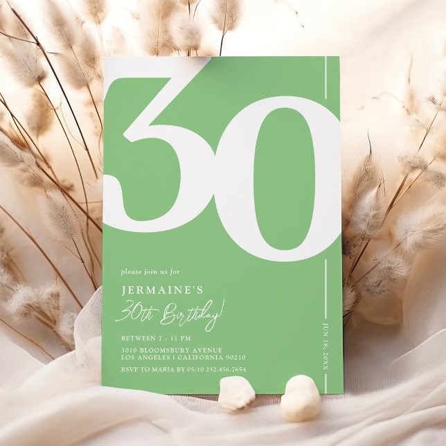 Green Thirty 30th Birthday Party Invitations (Creator Uploaded)