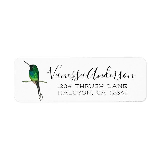 Green Thorntail Hummingbird Return Address Label (Front)