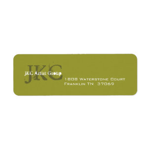 Green Three Initial Business Return Address Label
