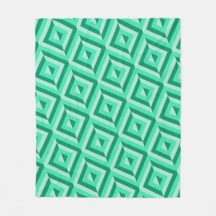 Green Three-Tone Diamond Pattern Fleece Blanket