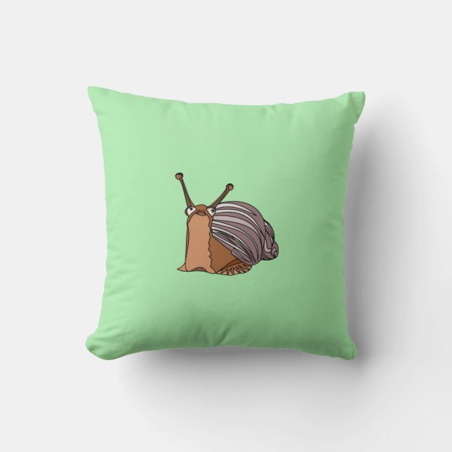 Green Throw Pillow with Little Snail Customisable (Front)