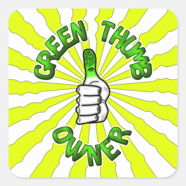 Green thumb (gardening) v2 square sticker (Front)