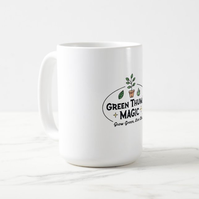 Green Thumb Magic | Urban Gardening Cofee Mug (Front Left)