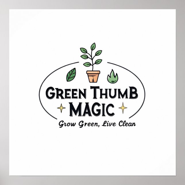 Green Thumb Magic | Urban Gardening T-Shirt Poster (Front)