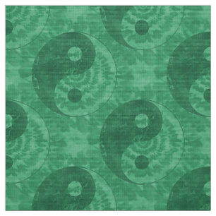 Green Tie Dye Yin Yang Symbol Fabric