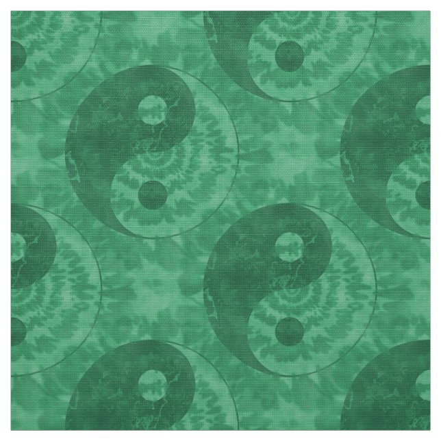 Green Tie Dye Yin Yang Symbol Fabric (Swatch)