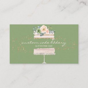 Green Tiered Cake Bakery Pastry Patisserie Business Card