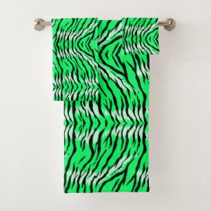 Green Tiger Animal Skin Pattern Design  Bath Towel Set
