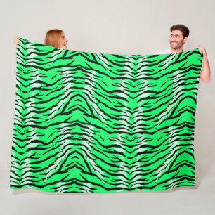 Green Tiger Animal Skin Pattern Design  Fleece Blanket