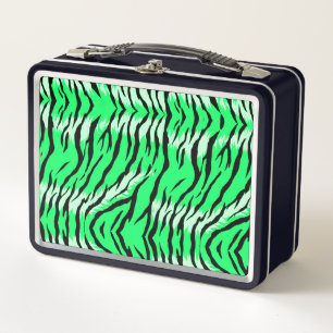 Green Tiger Animal Skin Pattern Design Metal Lunch Box