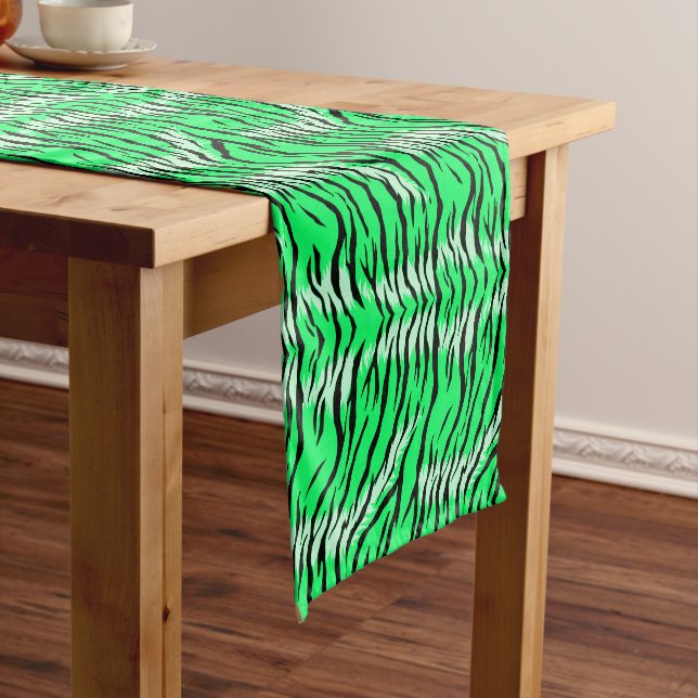 Green Tiger Animal Skin Pattern Design  Short Table Runner (In Situ)