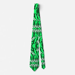 Green Tiger Animal Skin Pattern Design  Tie