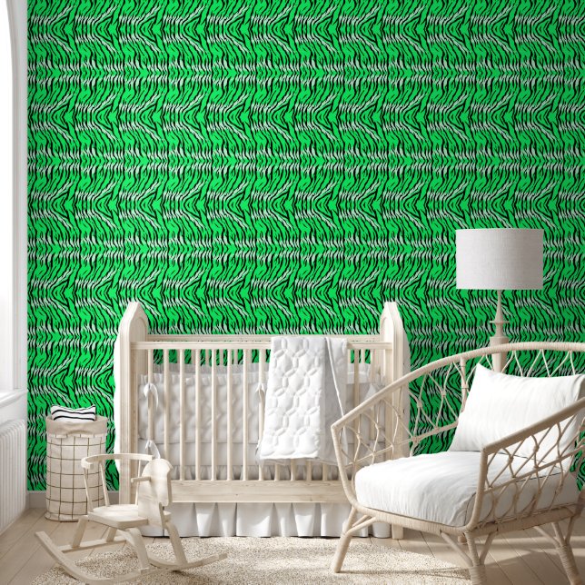 Green Tiger Animal Skin Pattern Design  Wallpaper (Kids)