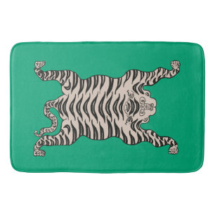 Green tiger bath mat