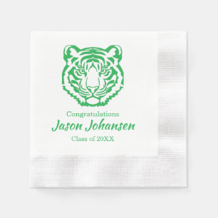 Green Tiger Mascot High School Graduation Napkin