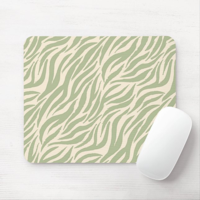 Green Tiger Stripes Animal Pattern Mouse Mat (With Mouse)