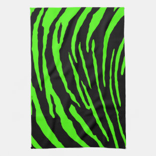 Green Tiger Stripes Tea Towel
