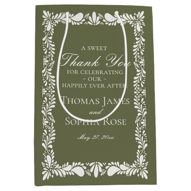 Green Tile Talavera Spanish Fiesta Wedding Favours Medium Gift Bag (Front)