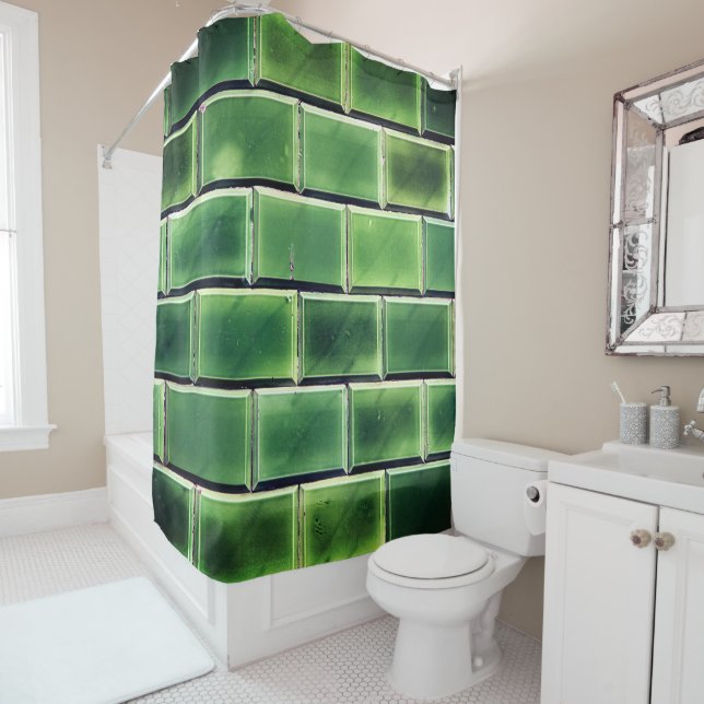 Green Tiles Shower Curtain (In Situ)