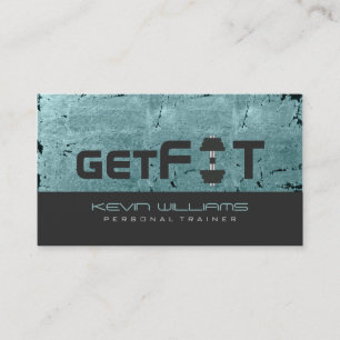 Green Tint Vintage Grunge Texture Fitness Trainer Business Card
