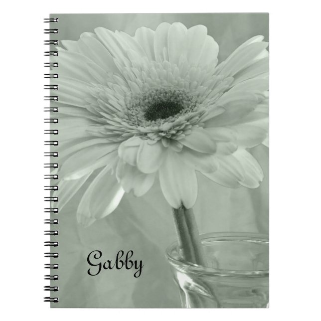 Green Tinted Daisy Flower Notebook (Front)