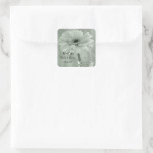 Green Tinted Daisy Wedding Thank You Favour Tag