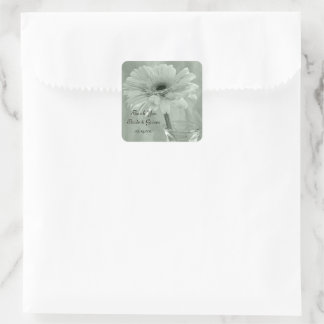 Green Tinted Daisy Wedding Thank You Favour Tag