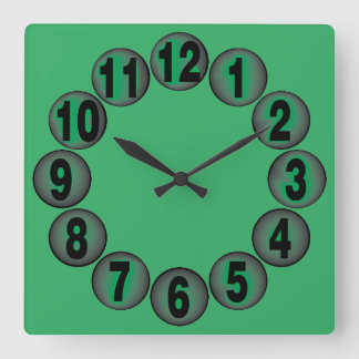 green to black hemisphere square wall clock
