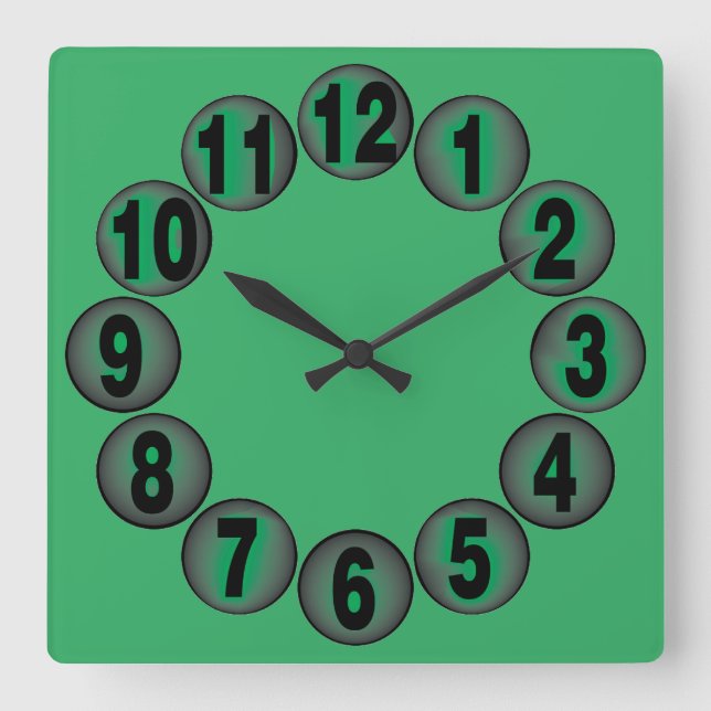 green to black hemisphere square wall clock (Front)