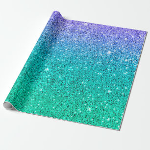 Green to purple glitter texture ombre wrapping paper