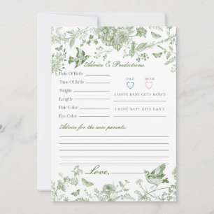 Green Toile De Jouy Floral Advice for Baby Card