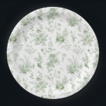 Green Toile De Jouy Vintage Floral Chinoiserie Paper Plate<br><div class="desc">Transform your celebration with our Olive Green Toile de Jouy Party Decor Collection. This elegant ensemble showcases intricate chinoiserie wildflowers, birds, and butterflies, all meticulously designed to create a sophisticated and timeless atmosphere. With detailed florals and a rich olive green palette, this collection adds a touch of refined beauty to...</div>