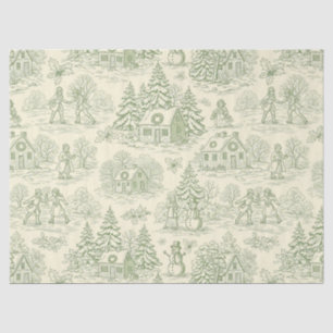 Green Toile Vintage Christmas Village Pattern (6) Tissue Paper