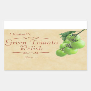 Green tomato relish or canning rectangular sticker